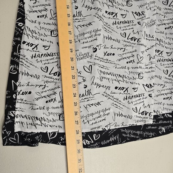 Slim Factor by Investments Womens Top Size 1X Plus Mini Scroll V-Neck Black Whit - Picture 4 of 12